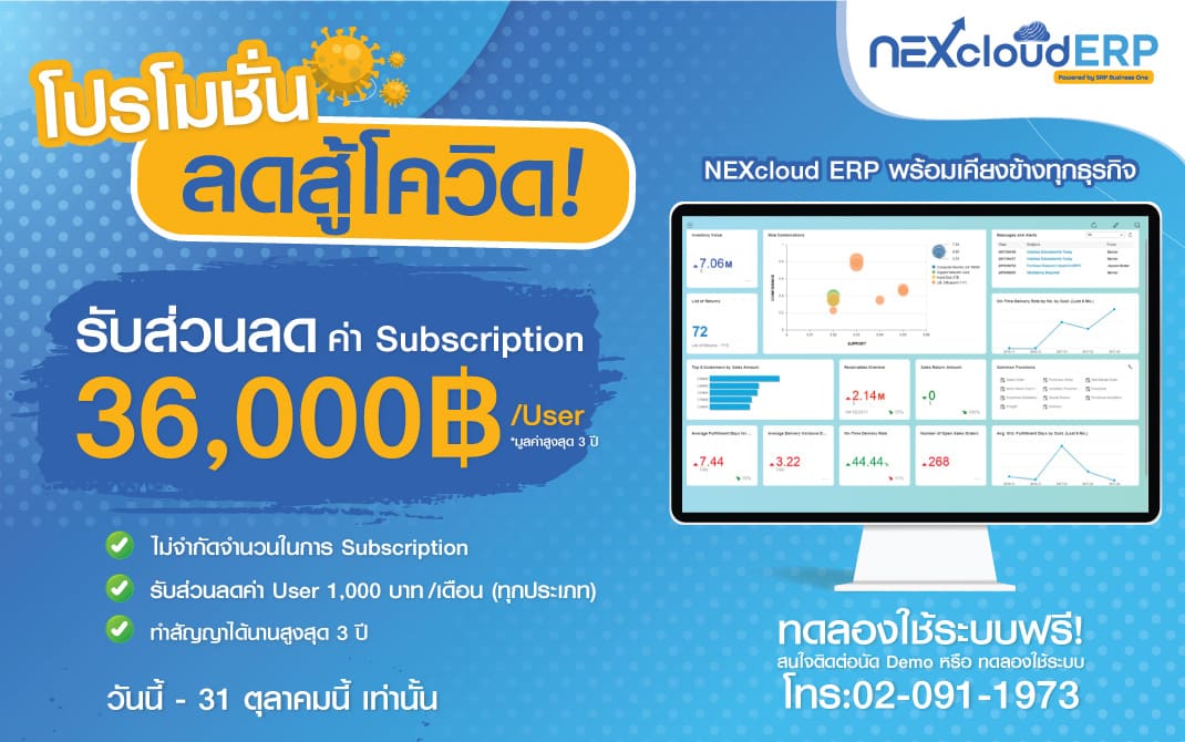 โปรโมชั่น NEXcloud ERP ลดสู้โควิด!